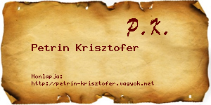 Petrin Krisztofer névjegykártya
